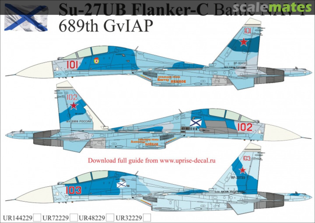 Boxart Su-27UB Flanker-C Baltic NAVY 689th GvIAP, without stencils, FFA - removable film UR32229 UpRise Decal
