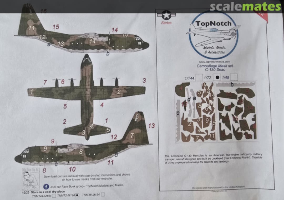 Boxart Camouflage Mask set C-130 Seac TNM72-M194 TopNotch Boxart Camouflage Mask set C-130 Seac TNM72-M194 TopNotch