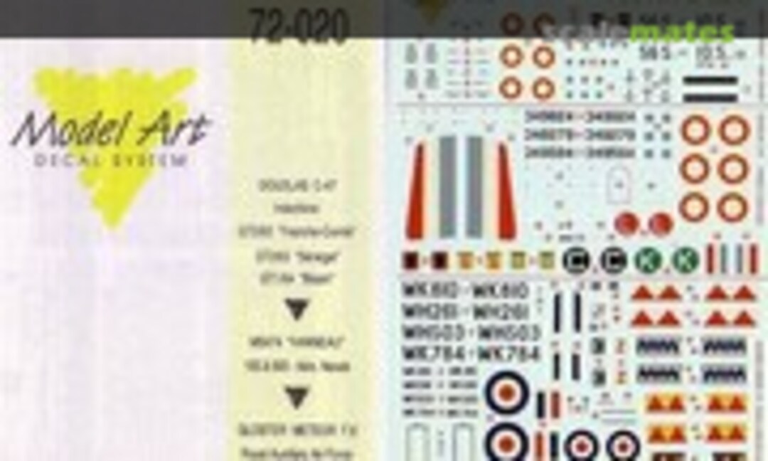 1:72 Gloster Meteor F.8: RAuxAF 600, 604, 611, 615 Sqns (Model Art Decal System 72/020) 72/020
