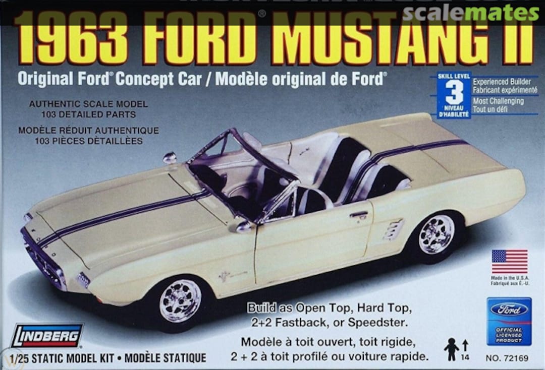Boxart 1963 Ford Mustang II 72169 Lindberg Boxart 1963 Ford Mustang II 72169 Lindberg