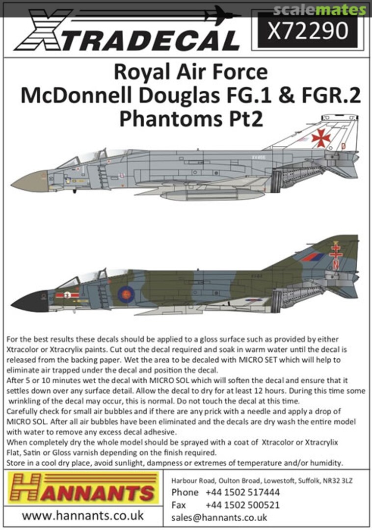Boxart Royal Air Force McDonnell Douglas FG.1 & FGR.2 Phantoms Pt.2 X72290 Xtradecal Boxart Royal Air Force McDonnell Douglas FG.1 & FGR.2 Phantoms Pt.2 X72290 Xtradecal