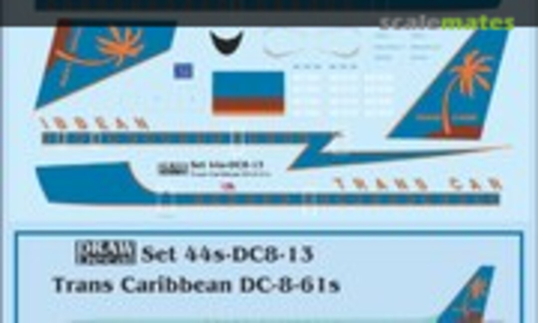 1:144 Trans Caribbean DC-8-61CF (Draw Decal 44s-DC8-13) 44s-DC8-13