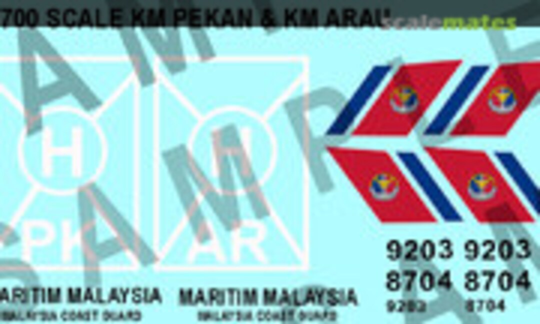1:700 Malaysian Maritime Vessel KM Pekan & KM ARAU Decals (Modelkits Official MWMD02) MWMD02