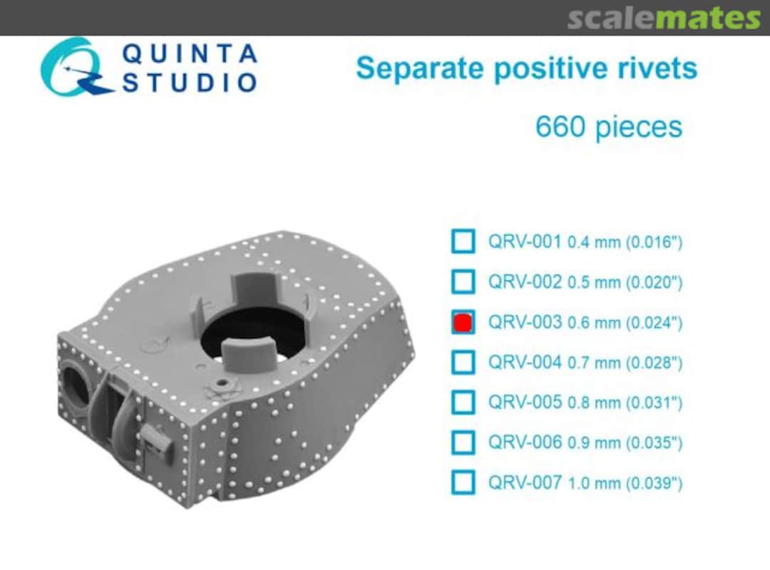Boxart Separate Positive Rivets - 0.6mm, 660 pcs QRV-003 Quinta Studio Boxart Separate Positive Rivets - 0.6mm, 660 pcs QRV-003 Quinta Studio