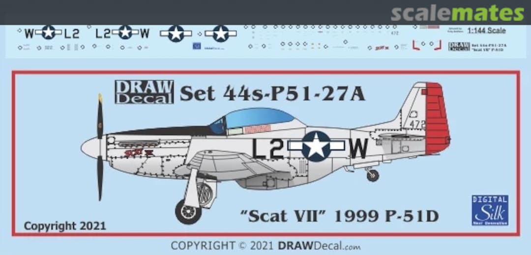 Boxart “Scat VII” 1999 P-51D 44-P51-27A Draw Decal Boxart “Scat VII” 1999 P-51D 44-P51-27A Draw Decal