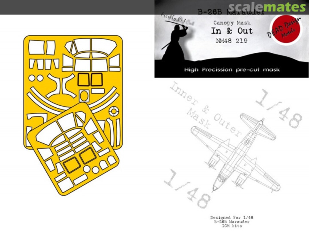 Boxart B-26B Marauder Canopy Mask In And Out NM48219 DEAD Design Models Boxart B-26B Marauder Canopy Mask In And Out NM48219 DEAD Design Models