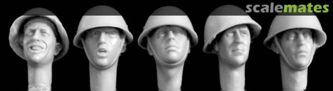 Boxart 5 different heads wearing British steel helmet Mk III HBH07 Hornet & Wolf Boxart 5 different heads wearing British steel helmet Mk III HBH07 Hornet & Wolf