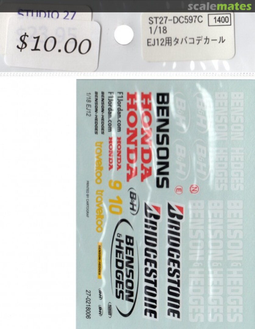 Boxart Jordan EJ12 "Benson & Hedges" Sponsorship ST27-DC597C Studio27 Boxart Jordan EJ12 "Benson & Hedges" Sponsorship ST27-DC597C Studio27