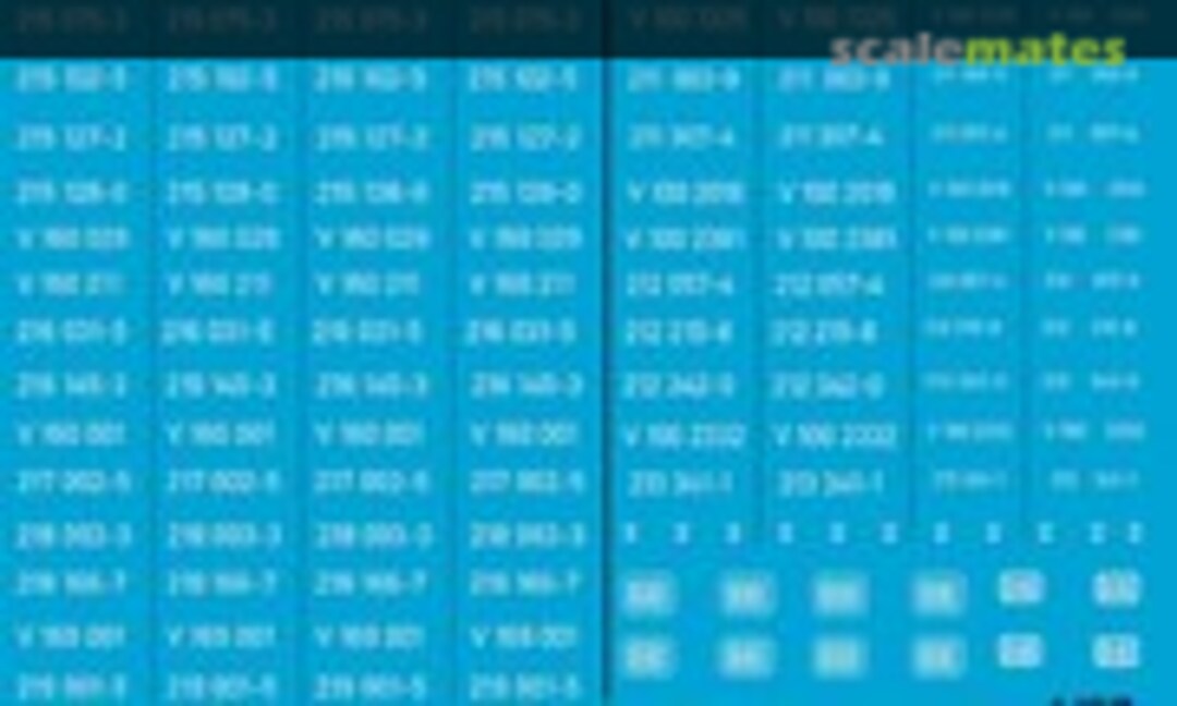 1:87 Loknummern der Baureihe V 160 (Peddinghaus-Decals EP 2200) EP 2200