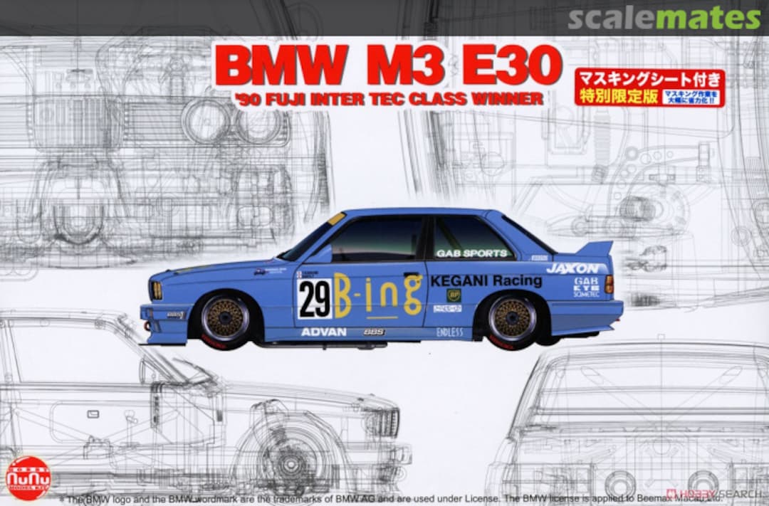 Boxart BMW M3 E30 Gr.A 1990 Inter TEC Class Winner In Fuji Speedway with Masking Sheet PN24019MSK NuNu Model Kit Boxart BMW M3 E30 Gr.A 1990 Inter TEC Class Winner In Fuji Speedway with Masking Sheet PN24019MSK NuNu Model Kit