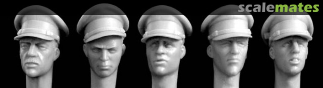 Boxart 5 different heads wearing British officer peak cap HBH10 Hornet & Wolf Boxart 5 different heads wearing British officer peak cap HBH10 Hornet & Wolf