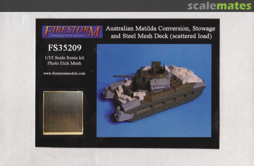 Boxart Australian Matilda Conversion, Stowage and steel mesh deck (scattered load) FS35209 Firestorm Models Boxart Australian Matilda Conversion, Stowage and steel mesh deck (scattered load) FS35209 Firestorm Models