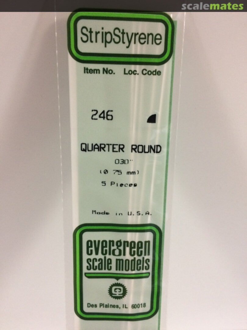 Boxart 0.030" Opaque White Polystyrene Quarter Round 246 Evergreen Scale Models Boxart 0.030" Opaque White Polystyrene Quarter Round 246 Evergreen Scale Models