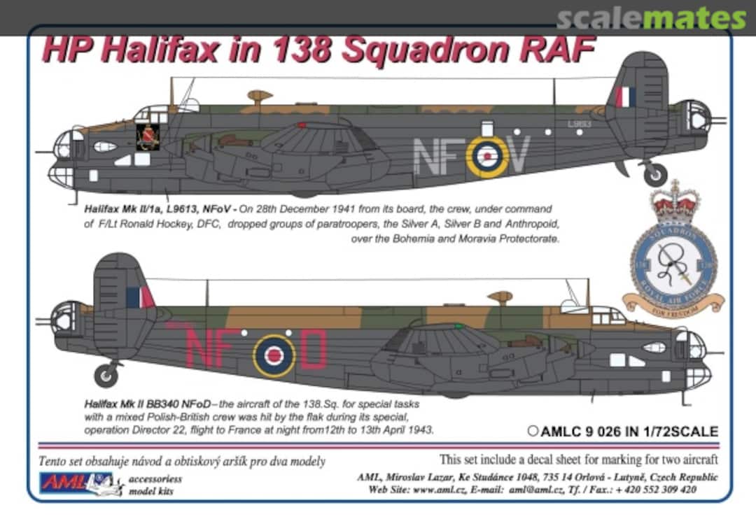 Boxart Handley-Page Halifax Mk.I/Mk.II in 138 Squadron RAF AMLC9026 AML Boxart Handley-Page Halifax Mk.I/Mk.II in 138 Squadron RAF AMLC9026 AML