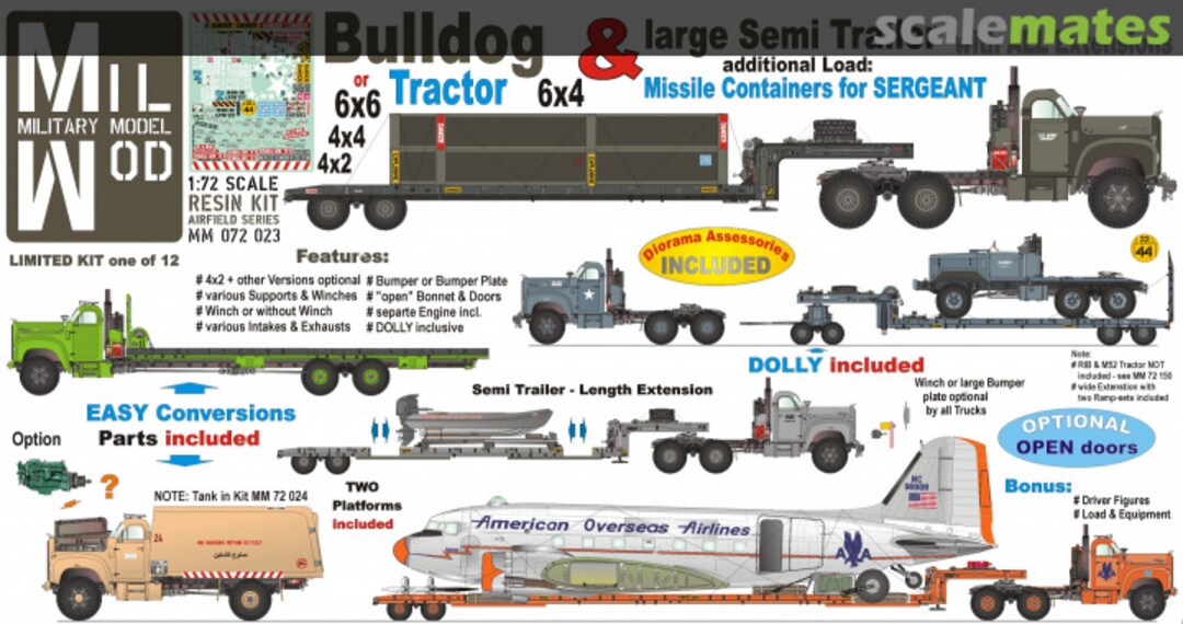 Boxart Bulldog Tractor & large Semi Trailer with AlL Extensions - add. Load MM 072 023 Mil Mod Boxart Bulldog Tractor & large Semi Trailer with AlL Extensions - add. Load MM 072 023 Mil Mod