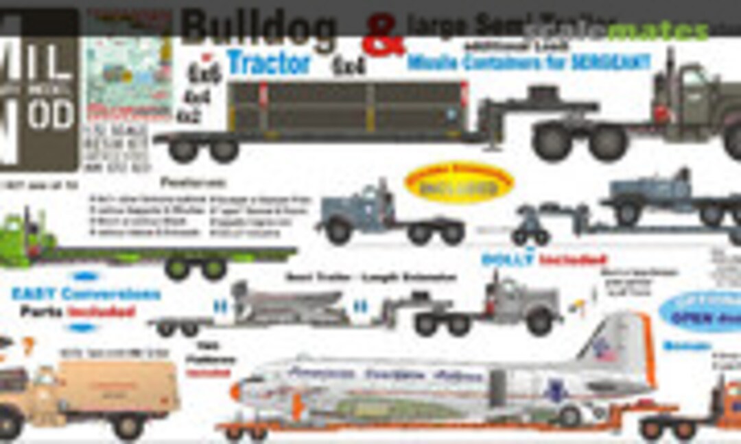 1:72 Bulldog Tractor & large Semi Trailer with AlL Extensions - add. Load (Mil Mod MM 072 023) MM 072 023
