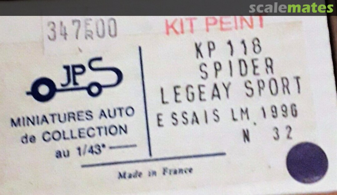 Boxart Renault Spider V6 "YACCO" KP118 JPS Miniatures Auto Boxart Renault Spider V6 "YACCO" KP118 JPS Miniatures Auto
