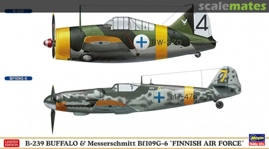Boxart B-239 Buffalo & Messerschmitt Bf109G-6 `Finnish Air Force` 02279 Hasegawa