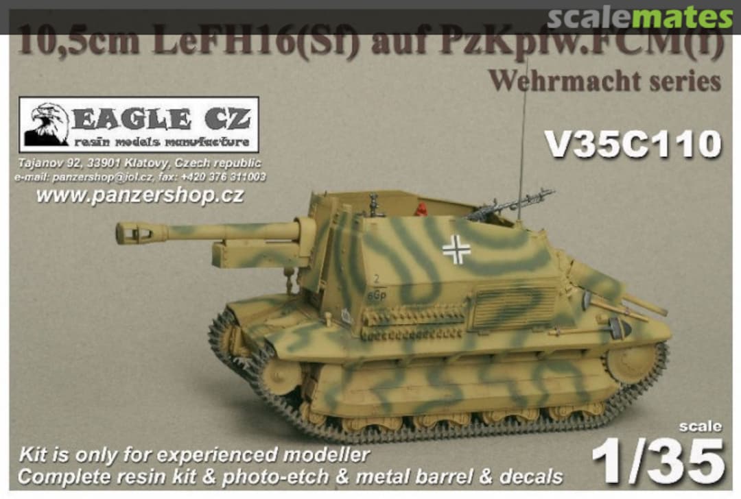 Boxart 10,5cm leFH 16 (Sf) auf PzKpfw. FCM(f) V35c110 Eagle CZ Boxart 10,5cm leFH 16 (Sf) auf PzKpfw. FCM(f) V35c110 Eagle CZ