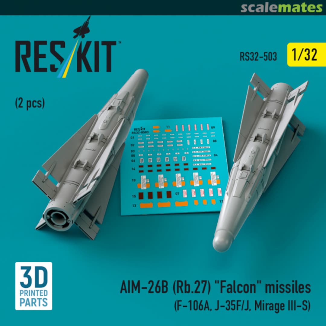 Boxart AIM-26B (Rb.27) "Falcon" missiles (2 pcs) RS32-0503 ResKit Boxart AIM-26B (Rb.27) "Falcon" missiles (2 pcs) RS32-0503 ResKit