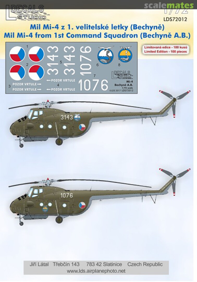 Boxart Decals Mil Mi-4 '1st Command Squadron' (CZ) LDS72012 L Decals Studio
