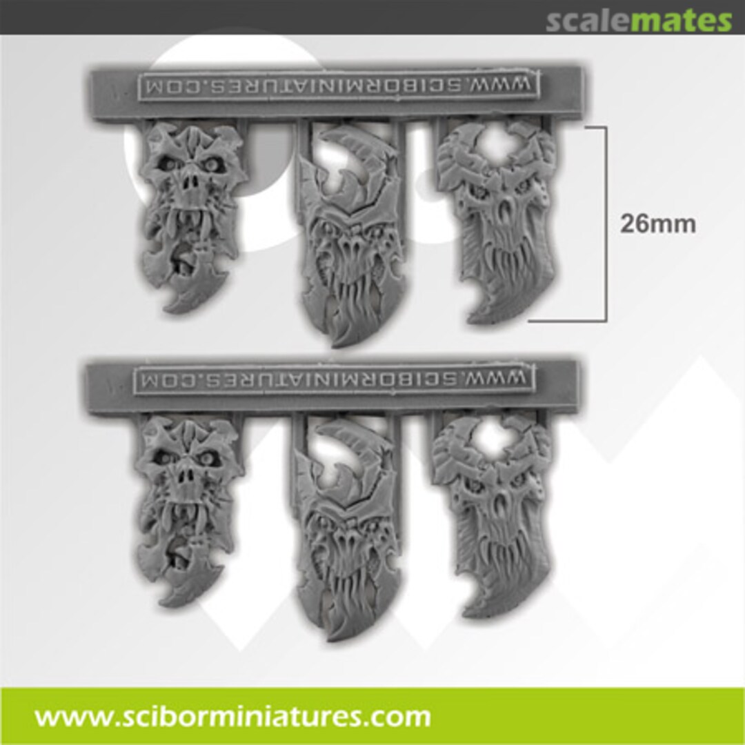 Boxart Demon Shields #2 (6 pcs) CPSH0214 Scibor Monsterous Miniatures