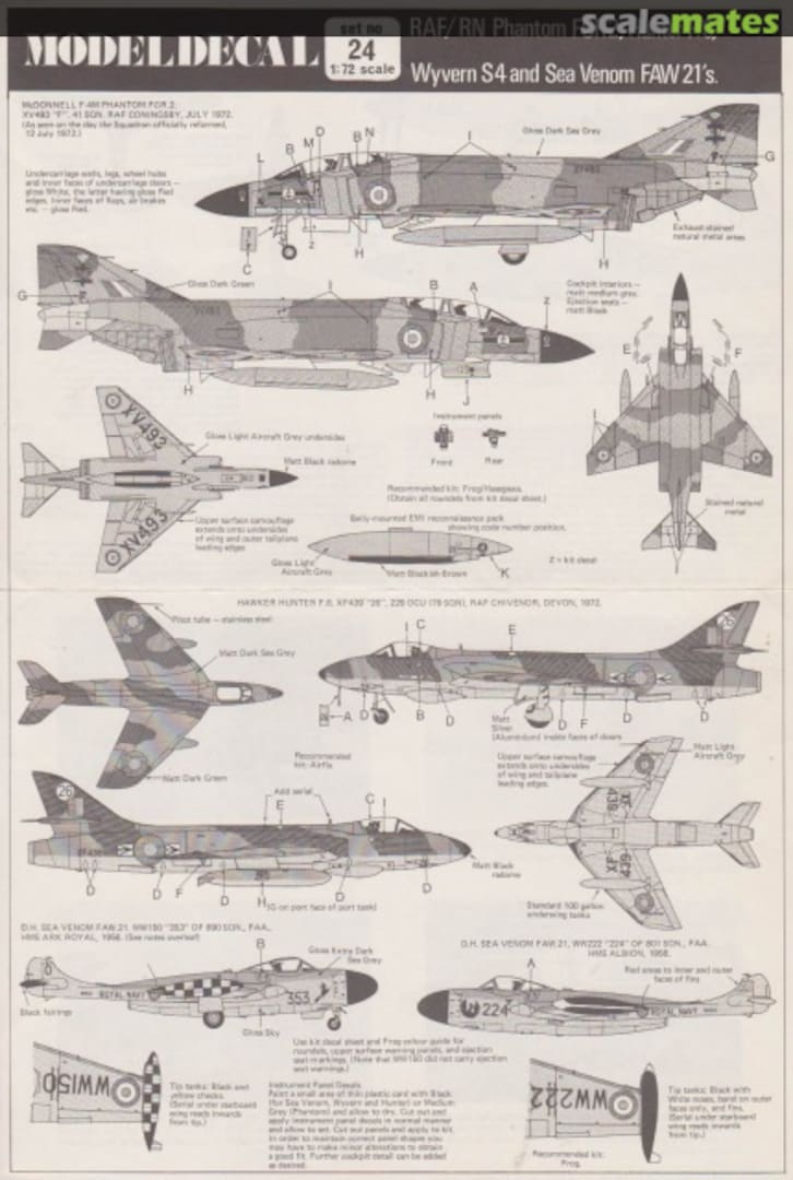 Boxart RAF/RN Phantom FGR2, Hunter F.6, Wyvern S4, Sea Venom FAW 21's 24 Modeldecal Boxart RAF/RN Phantom FGR2, Hunter F.6, Wyvern S4, Sea Venom FAW 21's 24 Modeldecal