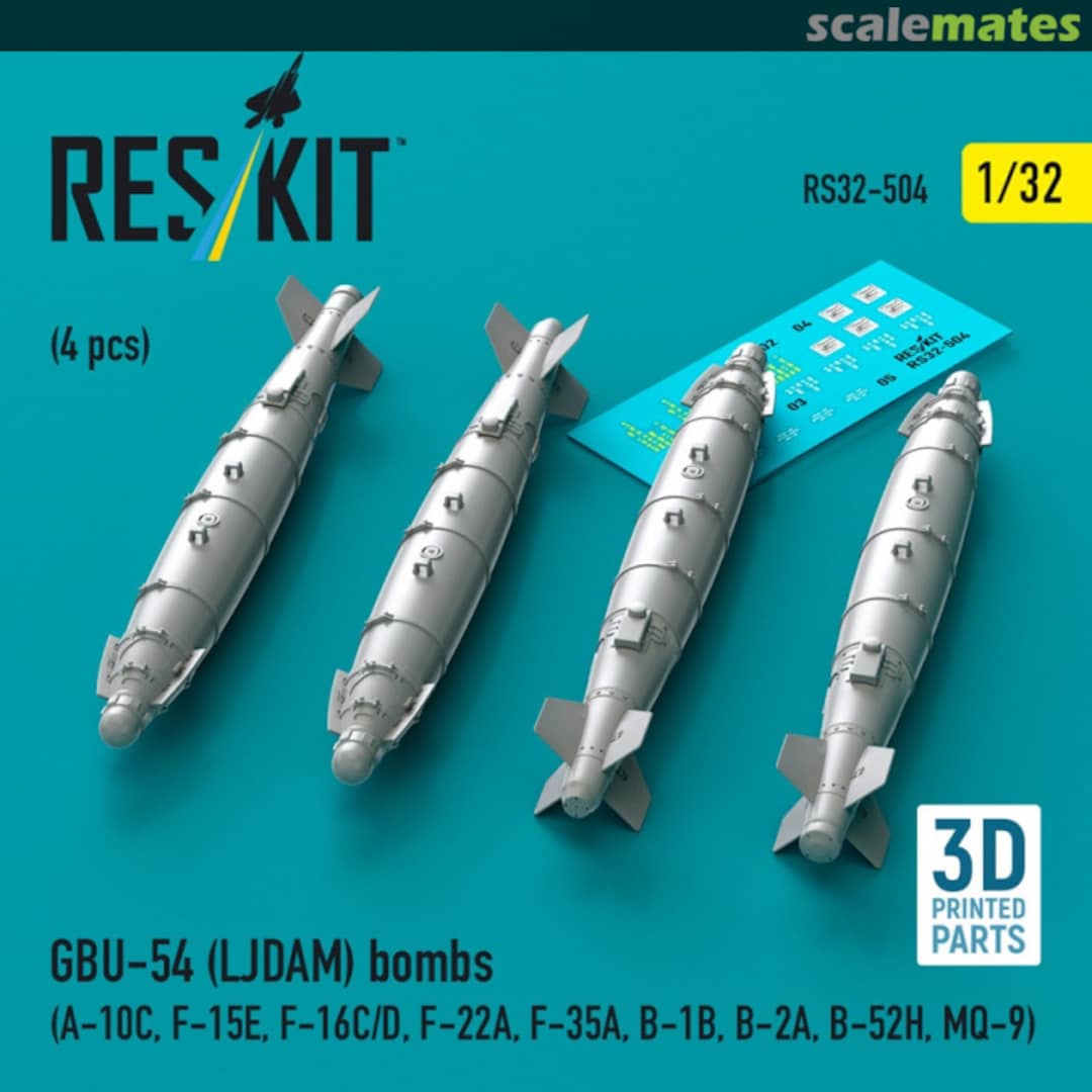 Boxart GBU-54 (LJDAM) bombs (4 pcs) (3D Printed) RS32-0504 ResKit Boxart GBU-54 (LJDAM) bombs (4 pcs) (3D Printed) RS32-0504 ResKit