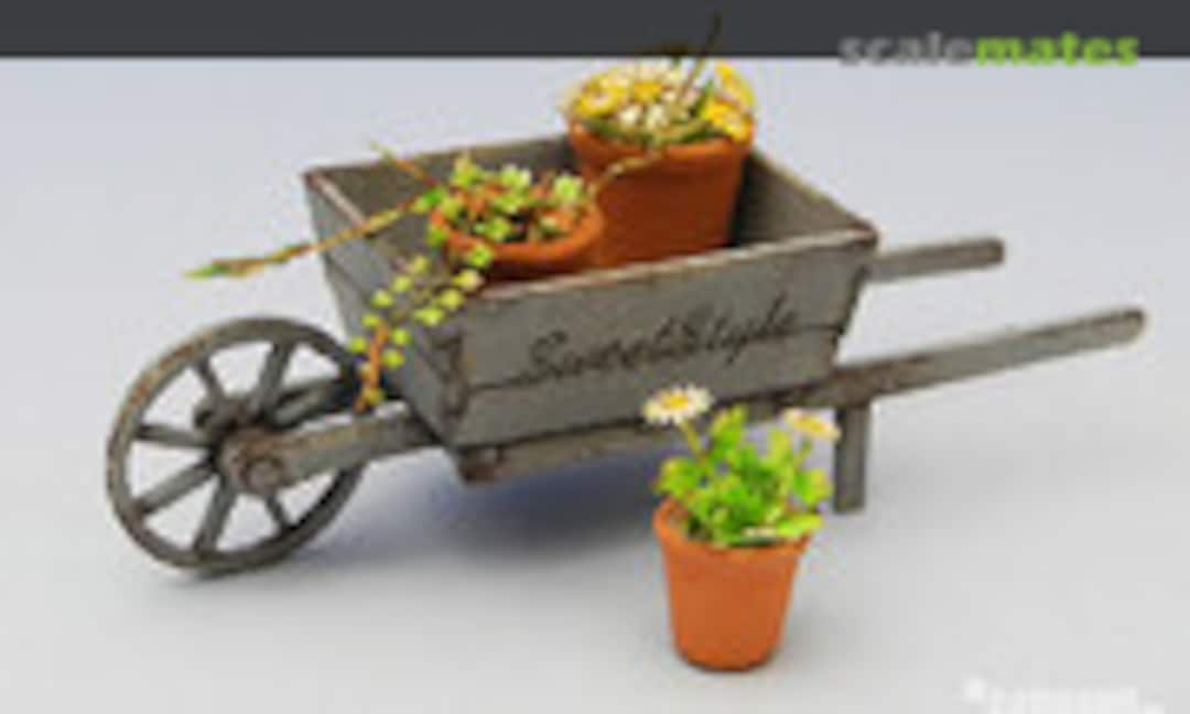 1:24 Wooden wheelbarrow and flowerpot (Cobaanii SS-020) SS-020