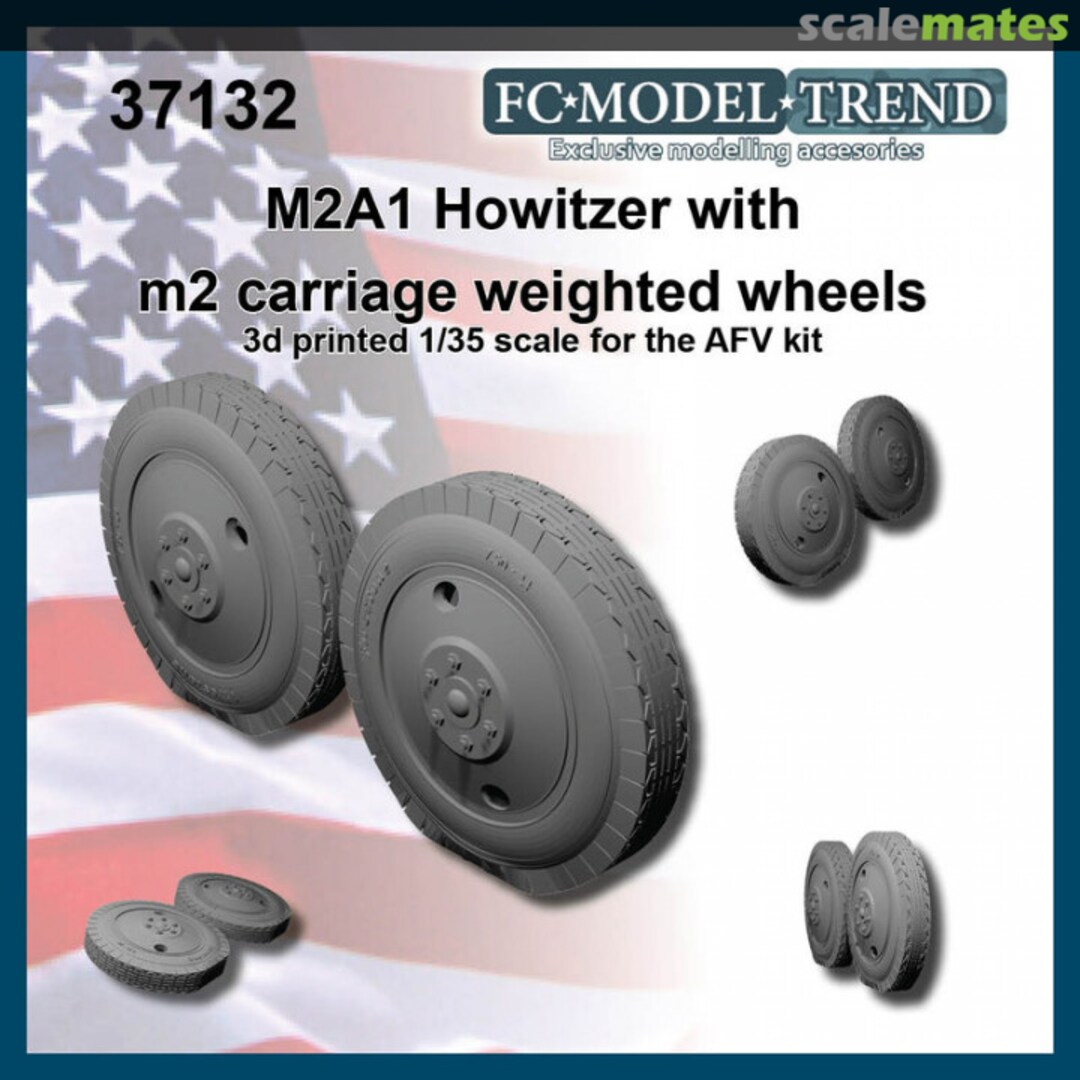 Boxart M2A1 Howitzer + M2 carriage weighted wheels 37132 FC Model Trend Boxart M2A1 Howitzer + M2 carriage weighted wheels 37132 FC Model Trend
