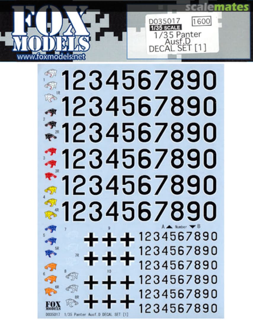 Boxart Panther Ausf.D Decal Set (1) D035017 FOX MODELS