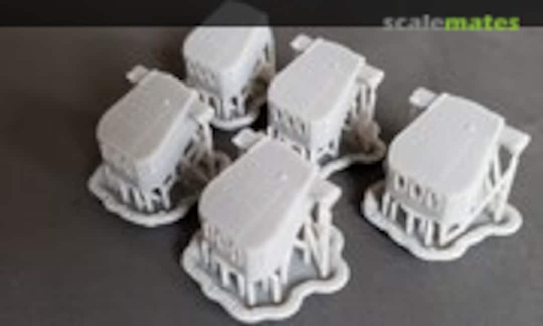 1:350 6"/47 cal. Turrets for Brooklyn class and St. Louis class light cruisers (set of 5) (Model Monkey 350-BrooklynTrts) 350-BrooklynTrts