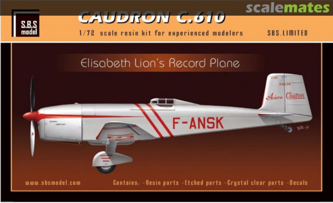 Boxart Caudron C.610 Aiglon 'Elisabeth Lion record plane' SBS-702X SBS Model Boxart Caudron C.610 Aiglon 'Elisabeth Lion record plane' SBS-702X SBS Model