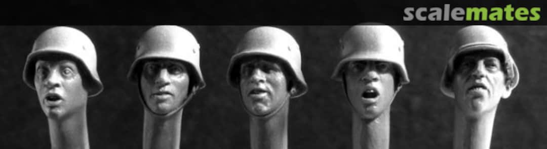 Boxart 5 Heads w/German WWII Steel Helmets HGH22 Hornet & Wolf Boxart 5 Heads w/German WWII Steel Helmets HGH22 Hornet & Wolf