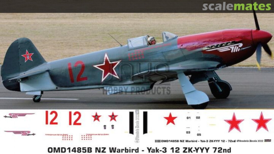 Boxart Warbird - Yak-3 ZK-YYY 12 OMD1485B Oldmodels Decals Boxart Warbird - Yak-3 ZK-YYY 12 OMD1485B Oldmodels Decals