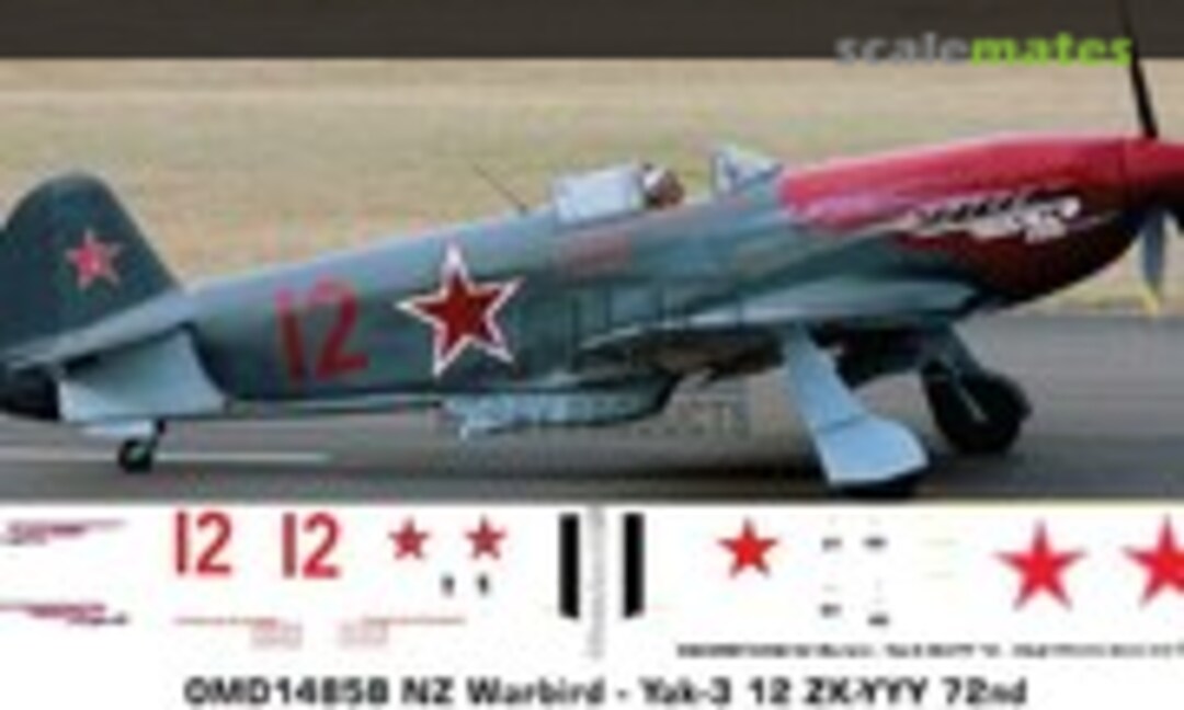 1:72 Warbird - Yak-3 ZK-YYY 12 (Oldmodels Decals OMD1485B) OMD1485B