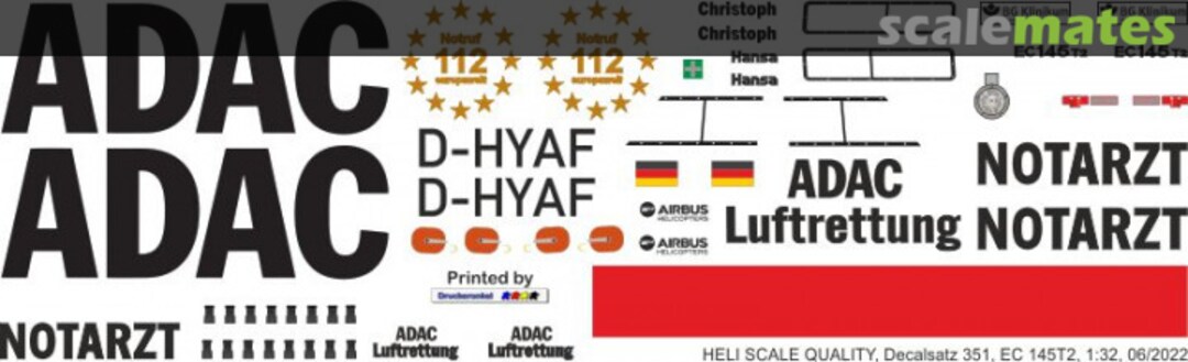 Boxart H145 / EC 145T2 - ADAC - D-HYAF Christoph Hansa - BG Klinik HH 351 Heli Scale Quality
