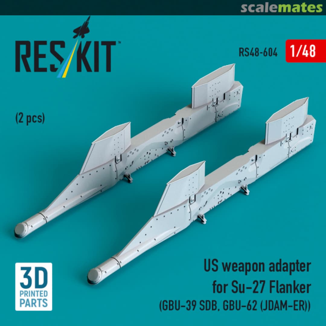 Boxart US weapon adapter for Su-27 Flanker (2 pcs) (GBU-39 SDB, GBU-62 (JDAM-ER)) (3D Printed) RS48-0604 ResKit Boxart US weapon adapter for Su-27 Flanker (2 pcs) (GBU-39 SDB, GBU-62 (JDAM-ER)) (3D Printed) RS48-0604 ResKit