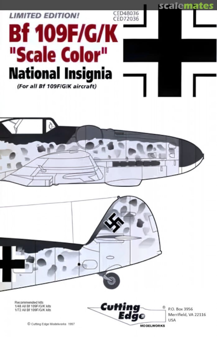 Boxart Bf 109F/G/K 'Scale Color' CED72036 Cutting Edge Modelworks Boxart Bf 109F/G/K 'Scale Color' CED72036 Cutting Edge Modelworks