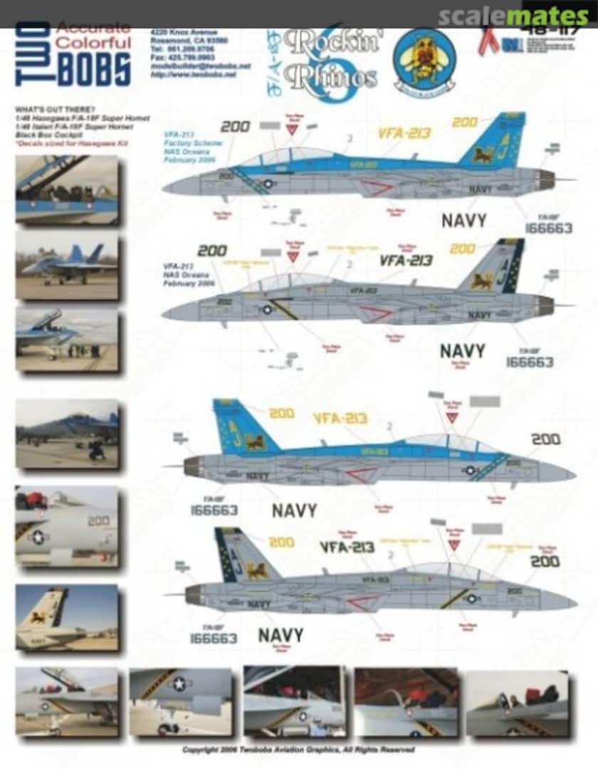 Boxart F/A-18F Rockin' Rhinos #6 VFA-213 48-117 TwoBobs Aviation Graphics Boxart F/A-18F Rockin' Rhinos #6 VFA-213 48-117 TwoBobs Aviation Graphics