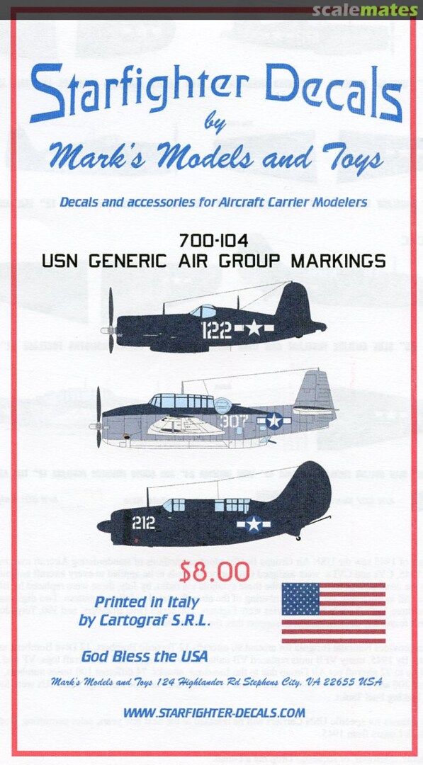 Boxart USN Generic Air Group Markings 700-104 Starfighter Decals Boxart USN Generic Air Group Markings 700-104 Starfighter Decals