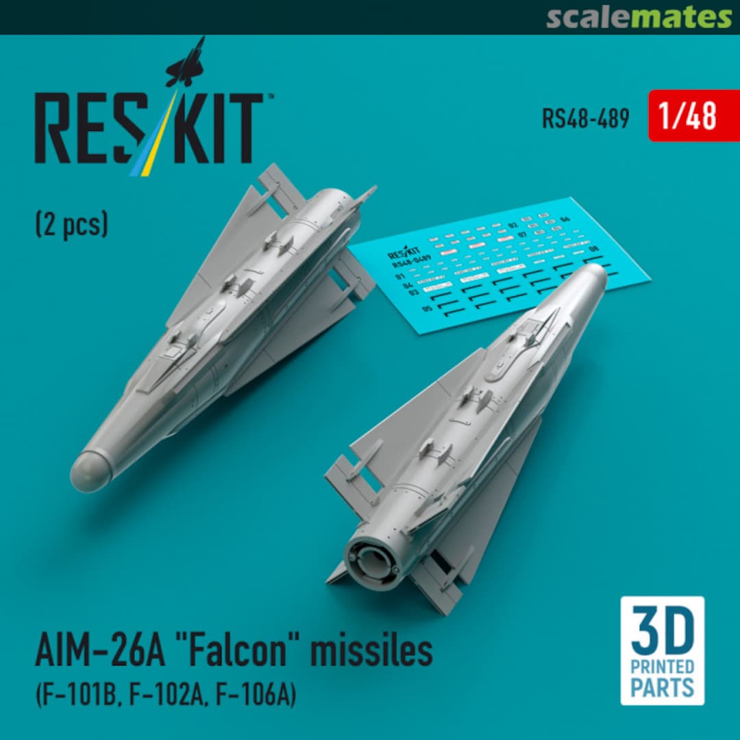 Boxart AIM-26A "Falcon" missiles (2 pcs) RS48-0489 ResKit Boxart AIM-26A "Falcon" missiles (2 pcs) RS48-0489 ResKit