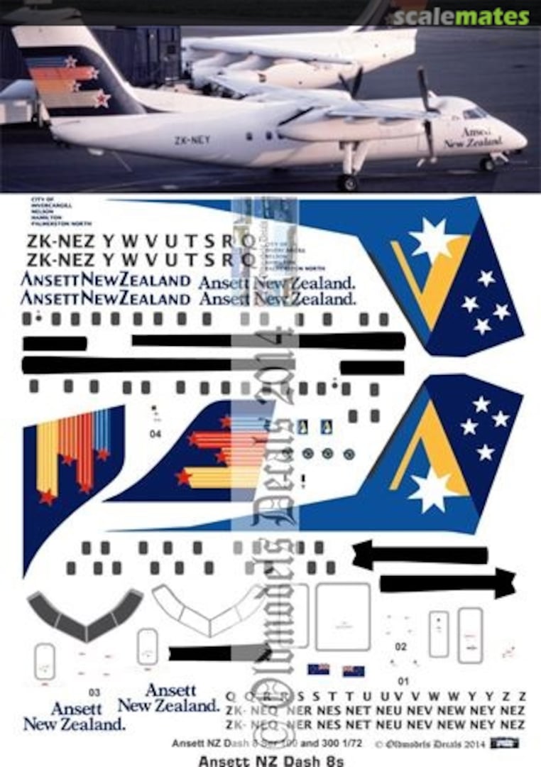 Boxart Dash8-100/300 Ansett NZ OMD0245 Oldmodels Decals