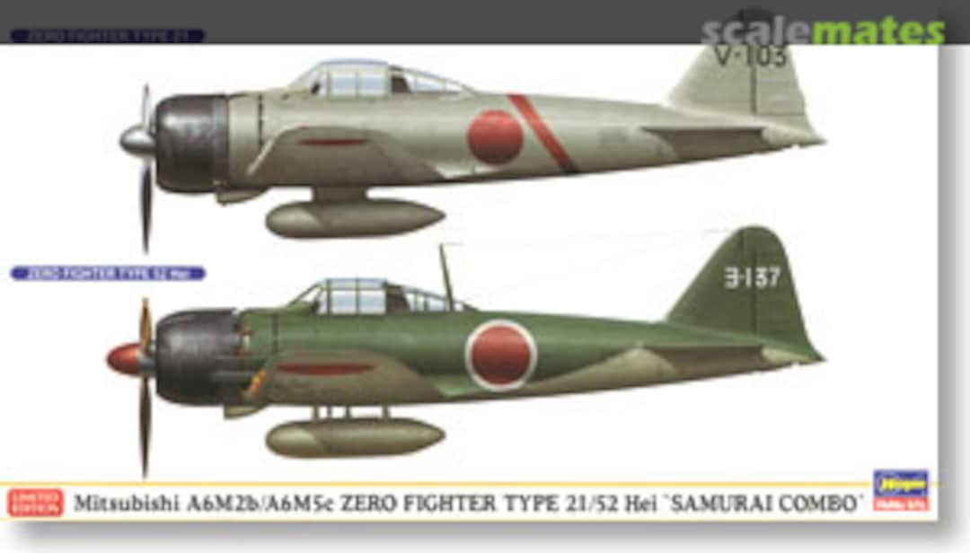 Boxart Mitsubishi A6M2b/A6M5c Zero Fighter Type 21/52 Hei 'Samurai Combo' 01973 Hasegawa Boxart Mitsubishi A6M2b/A6M5c Zero Fighter Type 21/52 Hei 'Samurai Combo' 01973 Hasegawa