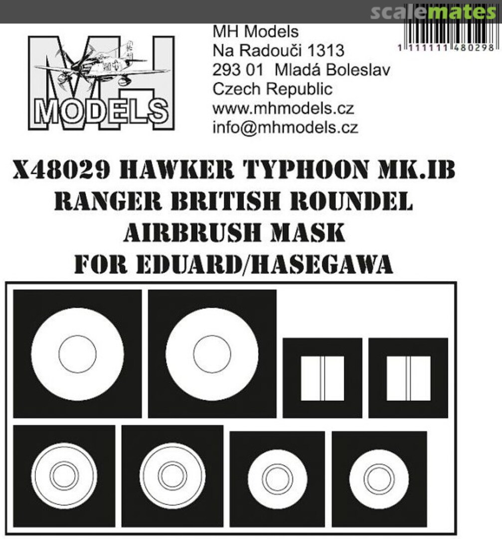 Boxart Hawker Typhoon Mk.IB Ranger British Roundel Airbrush Mask X48029 MH Models Boxart Hawker Typhoon Mk.IB Ranger British Roundel Airbrush Mask X48029 MH Models