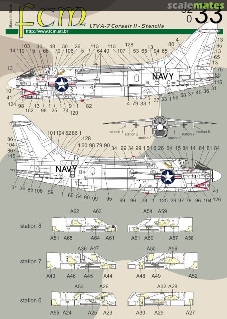 Boxart Vought A-7 Corsair II stencils FCM32033 FCM Boxart Vought A-7 Corsair II stencils FCM32033 FCM