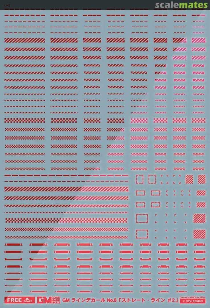 Boxart GM Line Decal No.8 Straight Line #2 Red & Neon Red GM-853 MYK Design