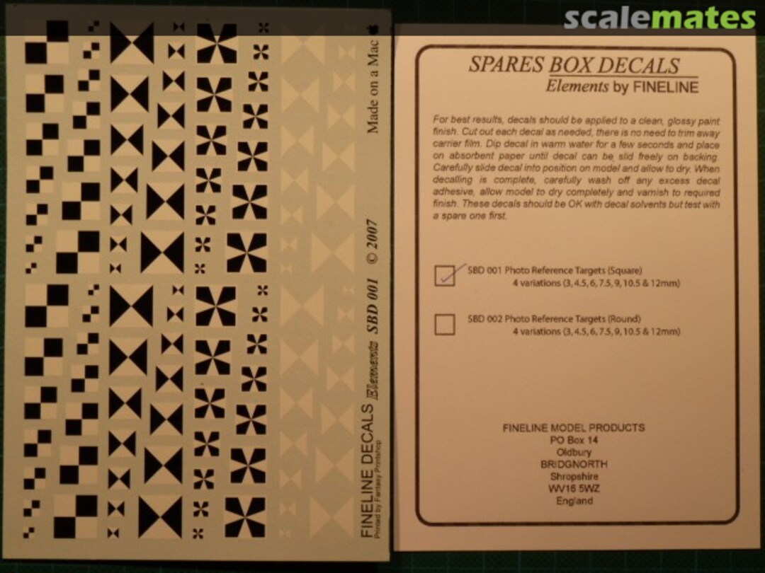 Boxart Photo Reference Targets (Square) SBD 001 Fineline Decals