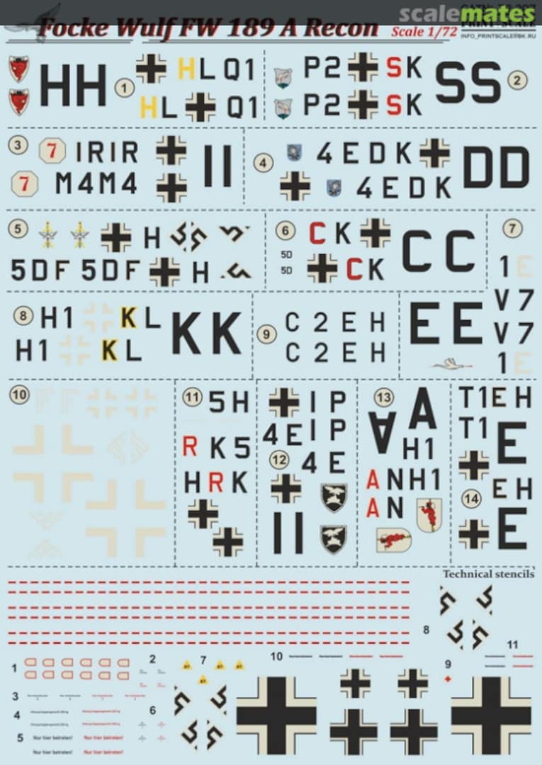 Contents Focke Wulf Fw 189 A Recon 72-207 Print Scale