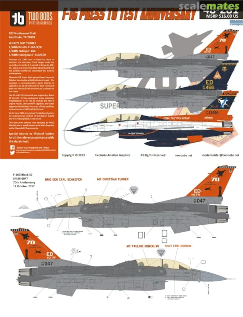 Boxart F-16 Press to Test Anniversary 48-281 TwoBobs Aviation Graphics Boxart F-16 Press to Test Anniversary 48-281 TwoBobs Aviation Graphics